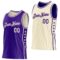 Custom Reversible Purple Cream Double Side Star Sublimation Basketball Suit Jersey