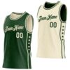 Custom Reversible Green Cream Double Side Star Sublimation Basketball Suit Jersey