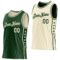 Custom Reversible Green Cream Double Side Star Sublimation Basketball Suit Jersey