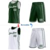 Custom Reversible Green White Double Side Star Sublimation Basketball Suit Jersey
