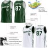 Custom Reversible Green White Double Side Star Sublimation Basketball Suit Jersey