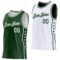 Custom Reversible Green White Double Side Star Sublimation Basketball Suit Jersey
