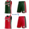 Custom Reversible Green White-Red Double Side Star Sublimation Basketball Suit Jersey