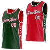 Custom Reversible Green White-Red Double Side Star Sublimation Basketball Suit Jersey