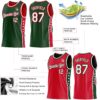 Custom Reversible Green White-Red Double Side Star Sublimation Basketball Suit Jersey