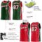 Custom Reversible Green White-Red Double Side Star Sublimation Basketball Suit Jersey
