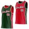 Custom Reversible Green White-Red Double Side Star Sublimation Basketball Suit Jersey