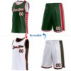 Custom Reversible Green White-Red Double Side Star Sublimation Basketball Suit Jersey