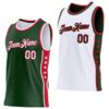Custom Reversible Green White-Red Double Side Star Sublimation Basketball Suit Jersey