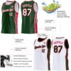 Custom Reversible Green White-Red Double Side Star Sublimation Basketball Suit Jersey
