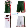 Custom Reversible Green Cream-Red Double Side Star Sublimation Basketball Suit Jersey