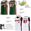 Custom Reversible Green Cream-Red Double Side Star Sublimation Basketball Suit Jersey