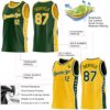 Custom Reversible Green Gold-White Double Side Star Sublimation Basketball Suit Jersey
