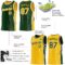 Custom Reversible Green Gold-White Double Side Star Sublimation Basketball Suit Jersey