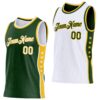 Custom Reversible Green White-Gold Double Side Star Sublimation Basketball Suit Jersey