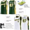 Custom Reversible Green White-Gold Double Side Star Sublimation Basketball Suit Jersey