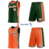 Custom Reversible Green White-Orange Double Side Star Sublimation Basketball Suit Jersey