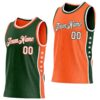 Custom Reversible Green White-Orange Double Side Star Sublimation Basketball Suit Jersey