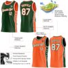 Custom Reversible Green White-Orange Double Side Star Sublimation Basketball Suit Jersey