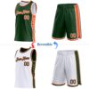 Custom Reversible Green Orange-White Double Side Star Sublimation Basketball Suit Jersey