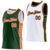 Custom Reversible Green Orange-White Double Side Star Sublimation Basketball Suit Jersey
