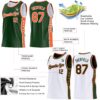 Custom Reversible Green Orange-White Double Side Star Sublimation Basketball Suit Jersey