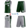 Custom Reversible Green White-Gray Double Side Star Sublimation Basketball Suit Jersey