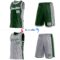 Custom Reversible Green White-Gray Double Side Star Sublimation Basketball Suit Jersey