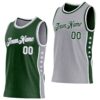 Custom Reversible Green White-Gray Double Side Star Sublimation Basketball Suit Jersey