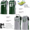 Custom Reversible Green White-Gray Double Side Star Sublimation Basketball Suit Jersey