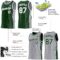 Custom Reversible Green White-Gray Double Side Star Sublimation Basketball Suit Jersey
