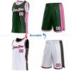 Custom Reversible Green White-Pink Double Side Star Sublimation Basketball Suit Jersey