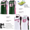 Custom Reversible Green White-Pink Double Side Star Sublimation Basketball Suit Jersey