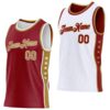 Custom Reversible Crimson Old Gold-White Double Side Star Sublimation Basketball Suit Jersey