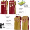 Custom Reversible Crimson White-Old Gold Double Side Star Sublimation Basketball Suit Jersey