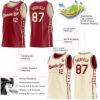 Custom Reversible Crimson Cream Double Side Star Sublimation Basketball Suit Jersey