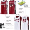 Custom Reversible Crimson White-Black Double Side Star Sublimation Basketball Suit Jersey