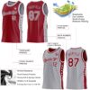 Custom Reversible Crimson Gray-White Double Side Star Sublimation Basketball Suit Jersey