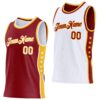 Custom Reversible Crimson White-Gold Double Side Star Sublimation Basketball Suit Jersey