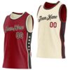 Custom Reversible Crimson Black-Cream Double Side Star Sublimation Basketball Suit Jersey