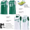 Custom Reversible Kelly Green White Double Side Star Sublimation Basketball Suit Jersey