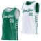 Custom Reversible Kelly Green White Double Side Star Sublimation Basketball Suit Jersey
