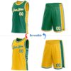 Custom Reversible Kelly Green White-Gold Double Side Star Sublimation Basketball Suit Jersey
