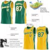 Custom Reversible Kelly Green White-Gold Double Side Star Sublimation Basketball Suit Jersey