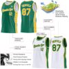 Custom Reversible Kelly Green Gold-White Double Side Star Sublimation Basketball Suit Jersey