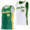 Custom Reversible Kelly Green Gold-White Double Side Star Sublimation Basketball Suit Jersey