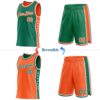 Custom Reversible Kelly Green Orange-White Double Side Star Sublimation Basketball Suit Jersey