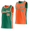 Custom Reversible Kelly Green Orange-White Double Side Star Sublimation Basketball Suit Jersey