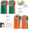 Custom Reversible Kelly Green Orange-White Double Side Star Sublimation Basketball Suit Jersey