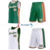 Custom Reversible Kelly Green White-Orange Double Side Star Sublimation Basketball Suit Jersey